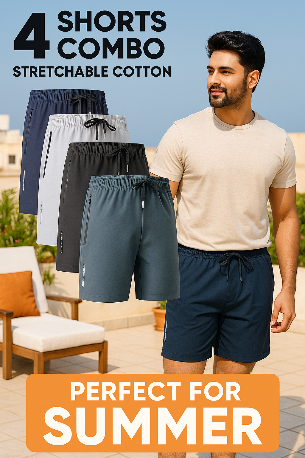 🔥 BUY 1 GET 3 FREE 🔥 Men's Stretchable Cotton Shorts (₹225 piece)